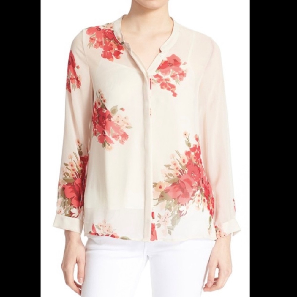 Joie Devitri Watercolour Floral Silk Blouse Medium